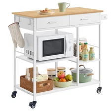 Kitchen Rolling Island, Mobile Kitchen Cart with Storage on Wheels, 17.7 x 38...