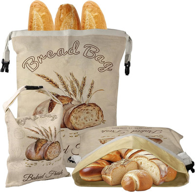 Beeswax Bread Bags for Sourdough, 3 Pack Reusable Bread Bag for Storage - XL 17X