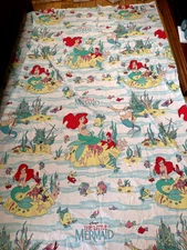 Vintage 90s Disney The Little Mermaid Twin Flat Sheet Only Poly Cotton: READ