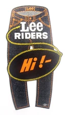 uncommon LEE RIDERS HI!  Blue Jeans peel off STICKER 5.5" tall mint wb