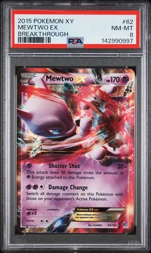 2015 Pokemon XY Breakthrough #62 Mewtwo Ex PSA 8 MINT