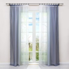 2 Gradient Curtains, White and Grey, H/L, 225/140cm, Curling Ribbon, Poly...