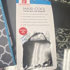 J.L. Childress Maxi-Cool Four Bottle Cooler Bag, Insulated, Gray/Blue