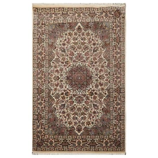300 KPSI PakPersian Hand Knotted 100% Wool Area Rug Ivory, Taupe  4'7" x 5'7"