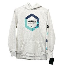 Hurley Kids Boys Hurley Logo Graphic Pullover Hoodie Gray Size Large 12-13 years
