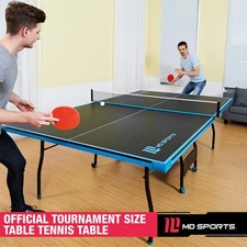 Official Size Ping Pong Table Foldable Indoor Tennis Table Paddles Black Blue