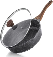 Nonstick Skillet, Deep Frying Pan 10/11/12-Inch, Saute Pan with Lid, Stay-Cool H