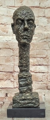 Giacometti Big Head Abstract Modern Male Bronze Sculpture by Lox Wax Method Sale