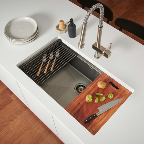 Ruvati 33" Gunmetal Black Workstation Undermount Kitchen Sink - RVH6533BL