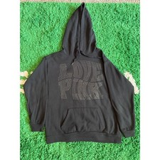 Victoria's Secret PINK Black Rhinestone Love Pink Pullover Hoodie Sweatshirt L