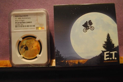 2022  E.T. 40th Anniversary - Bike In Flight, NGC PF69 UC, 1 Ounce Gold