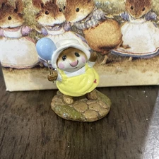 1985 Wee Forest Folk M-131 Yellow Dress w/ Balloon Mouse ~ Come Play by Petersen