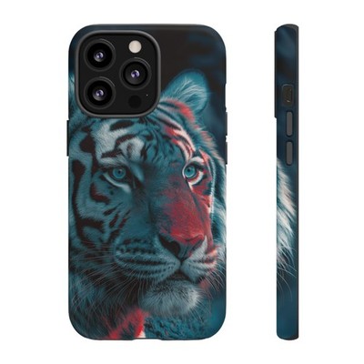 For iPhone / Galaxy / Pixel | Phone Ink Case - Tiger Red Blue Fading Colors