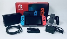 Juego de consola Nintendo Switch azul neón/rojo completo en caja excelente limpieza rápida