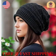 Women's Men Knit Slouchy Baggy Beanie Oversize Winter Hat Ski Fleece Slouchy Cap