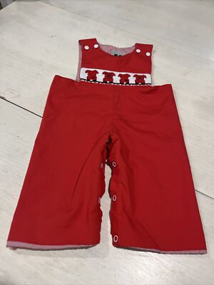 Aiden & Olivia Romper Baby 6 Months  smocked Pigs Red Sleeveless