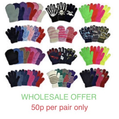120 Paar gemischte Magic Handschuhe Unisex Jungen Mädchen Winter Einheitsgröße Großhandel Restposten