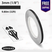 SATIN BLACK 1/8" PIN STRIPE Car Model Motorcycle Decal TAPE Vinyl Sticker 3mm