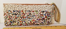 Vintage Small Clutch Purse Glass Seed beads Multicolor Boho
