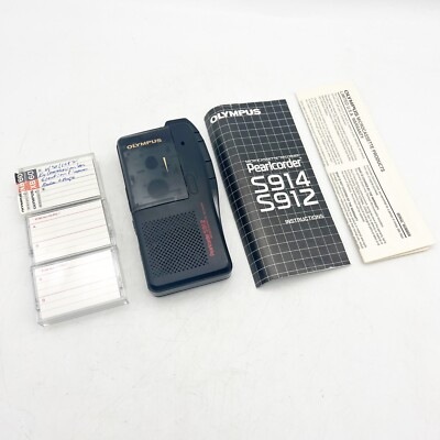 Olympus Pearlcorder S912 Microcassette Recorder 3 Cassette Tape