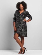 NEW LANE BRYANT CROSSOVER SEQUIN VELVET SHEATH DRESS SZ 18