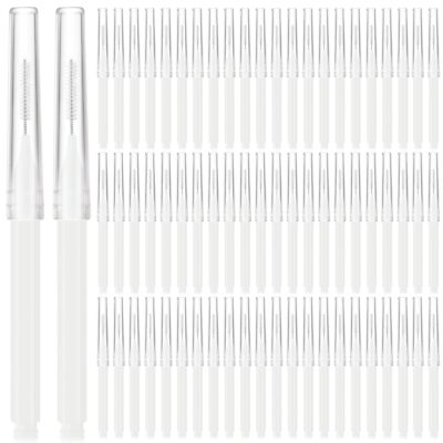 100 Pieces Micro Eyebrow Brush with Cap Brow Lamination Brush Eyebrow Brush E...
