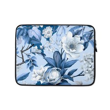 Blue Chinoiserie Laptop Sleeve  blue flower sleeve  13"  15" laptop sleeve