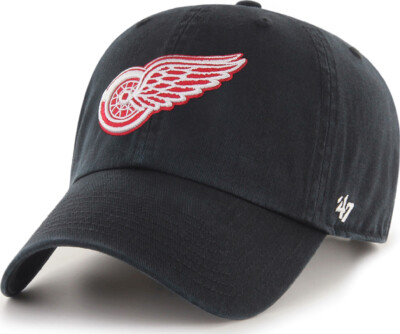 Forty Seven 47 Brand Detroit Red Wings Black Clean Up Curved Visor Strapback Cap