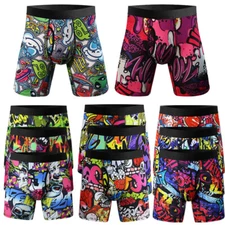 3Pack Mens Boxer Briefs Long Leg Tagless Comfort Soft Waistband Trunks Underwear