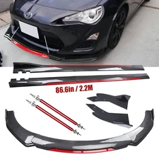 Front Bumper Lip Spoiler Side Skirt For 17-20 Toyota 86 Bod Kit Carbon Fiber