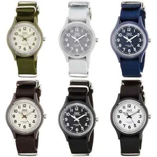 Citizen Q&Q Solar Analog Watch 10ATM Nylon Belt E05A Series Ladies From Japan