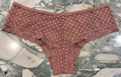 NEW Victoria Secret Very Sexy Dot Mesh Caged Cheeky Panty - Vintage Rose - XL