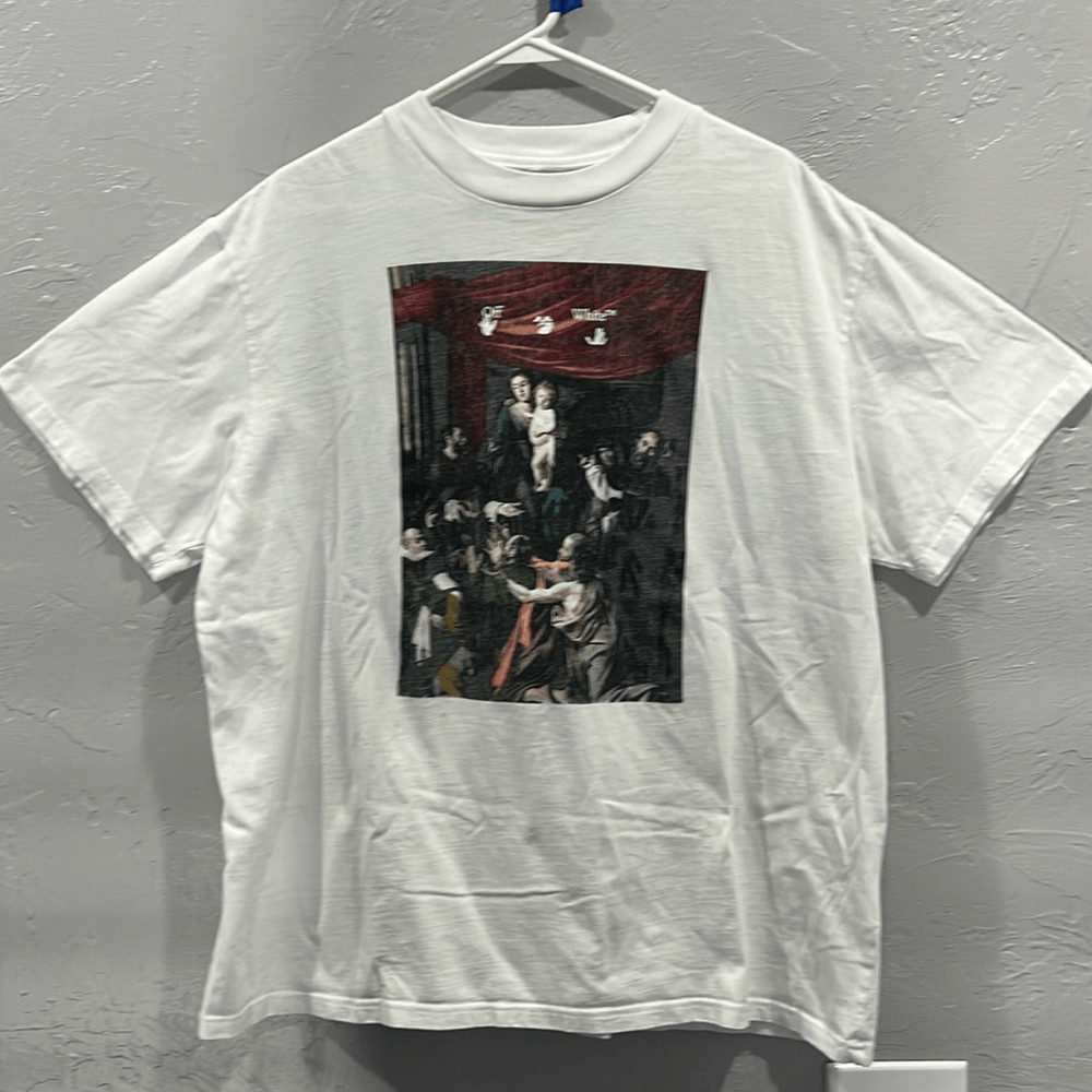 Off-White Caravaggio Painting White Graphic Tee  - RARE Designer T-Shirt - EUC