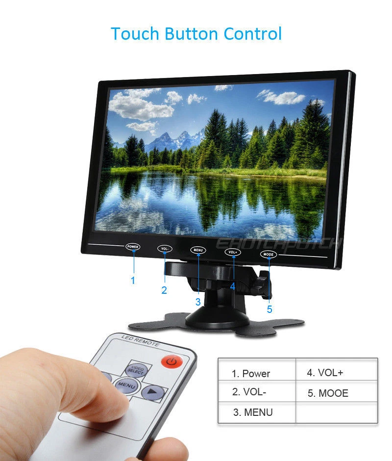 7/9/10 Inch HDMI VGA AV LCD Monitor for CCTV DSLR Raspberry Pi PC Screen 1080P - Image 3 of 4