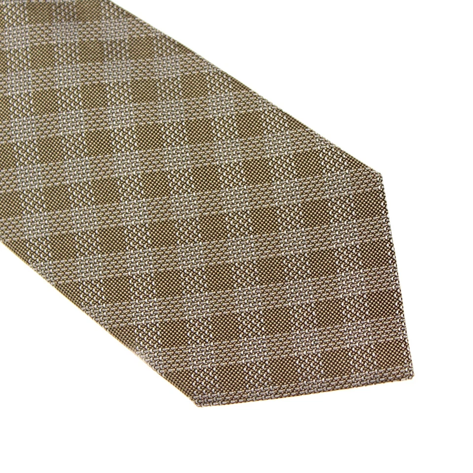 Tom Ford NWT Neck Tie in Tan/White/Black Check Plaid 100% Silk Made in Italy - Image 2 of 4