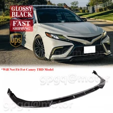 For Toyota Camry SE XSE 2021-2024 Glossy Black V Style Front Bumper Lip Splitter