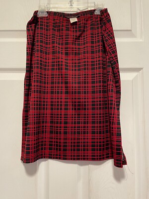 EXACT CHANGE Skirt L 12 Waist 30 Length 21 Red/Black Grid Straight Side Slits