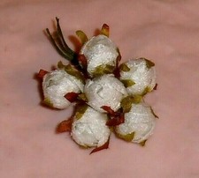 WHITE Velvet millinery Vintage style 6 ROSE BUD cluster ALEXANDER dolls crafts