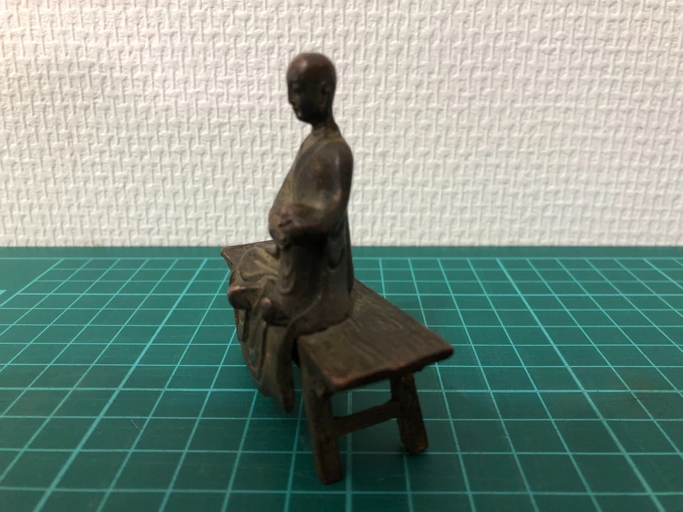 Juego de 3 estatua de Buda Daruma Hotei artesanía moderna adorno arte cobre de Japón Foto 4 de 4