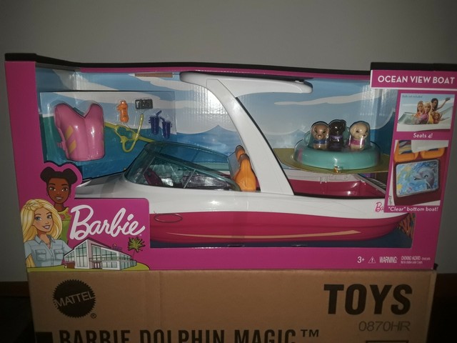 barbie dolphin magic ocean view boat & doll giftset