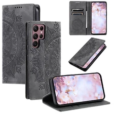Embossed Wallet Card Stand Flip PU Leather Case For Samsung S25 Ultra/S25+/S24