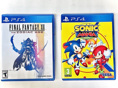 PS4 Video Game Lot Bundle Sonic The Hedgehog Mania Plus & Final Fantasy 12 - XII