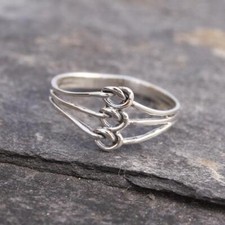 Triple Knot Linked Band Ring 925 Sterling Silver Stackable Ring Women Ring Size