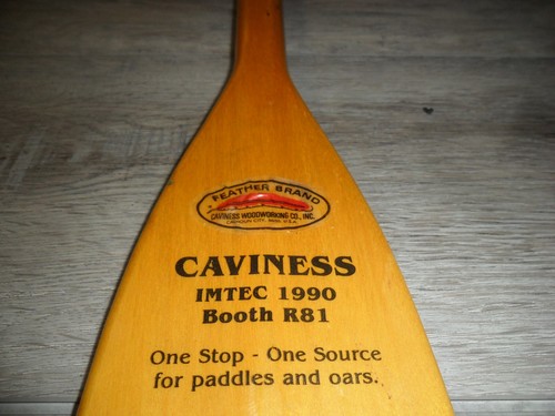RARE Vtg Feather Brand Store Promo Mini 18" Wooden Canoe Paddle Oar Caviness USA - Picture 6 of 7