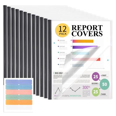 12 Pack Report Covers, 70 Sheet Capacity Presentation Folders, Clear Report Cove