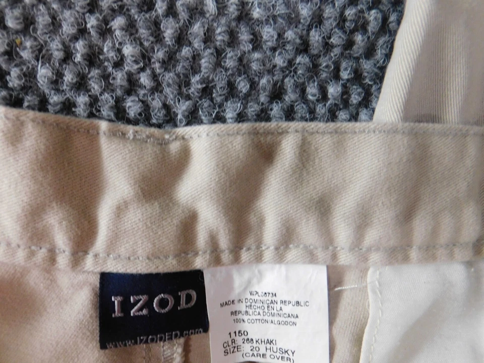 Calça masculina Izod 20 Husky bege reta chino cáqui - Imagem 2 de 4
