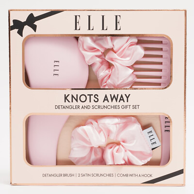 ELLE Knots Away Detangler & Scrunchies Gift Box Set For Your Loved One's