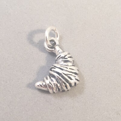 .925 Sterling Silver 3-D CROISSANT CHARM NEW Paris French Pastry Food 925 KT17