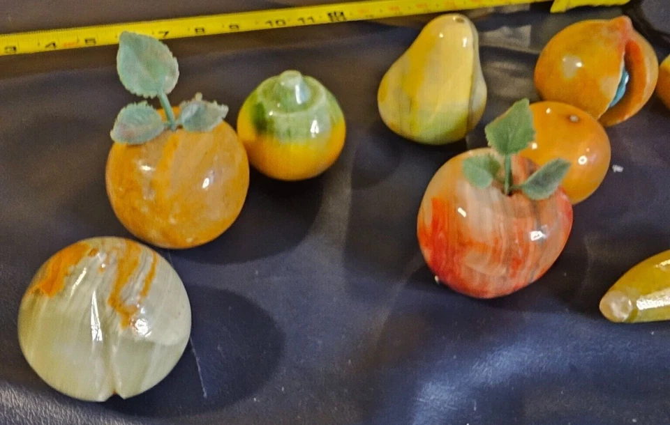 Vintage Italian Alabaster Stone Fruit -Choose: Fruit w/ worm, pits, Pomegranate - Image 2 of 4