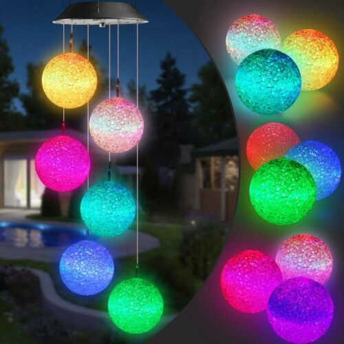Toodour Solar Wind Chime, Color Changing Ball Wind Chimes, LED Decorative Mobile